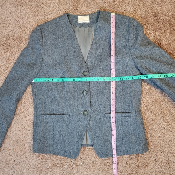 Pendleton Gray Wool 3 Button Blazer Jacket Women Size 10 - Picture 6 of 6